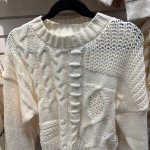 NWT Studio ivory sweater with black trim